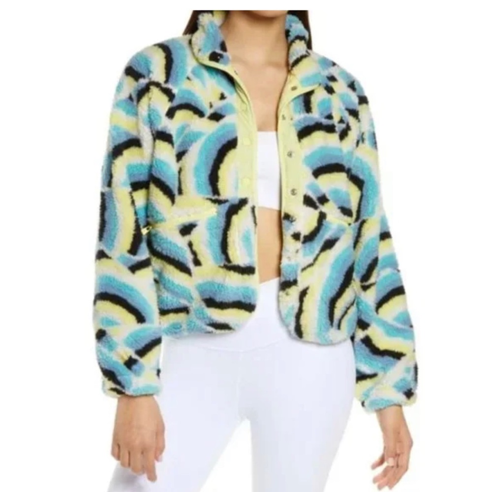 Free People Movement Rocky Ridge Fleece Sherpa Bomber Jacket Pattern Small NWT